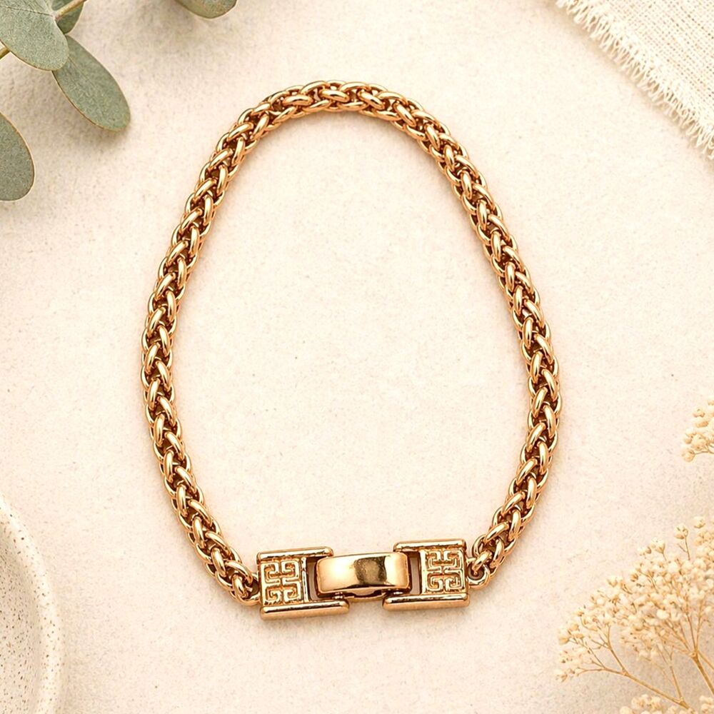 Chunky Gold Tone Wheat Link Chain Bracelet